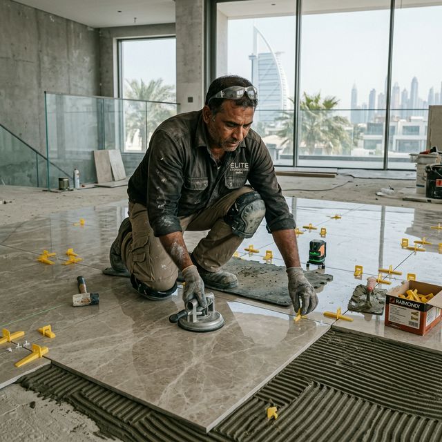 تركيب بلاط البورسلين كبير الحجم في دبي والشارقة
